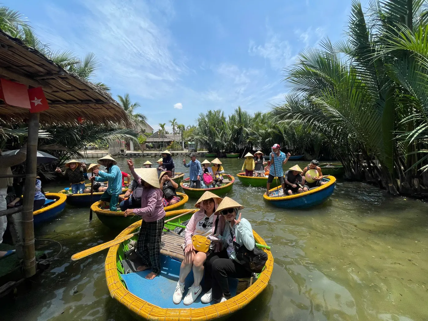 Basket boat coconut forest group Hoi An island Jeep tour DDTravel
