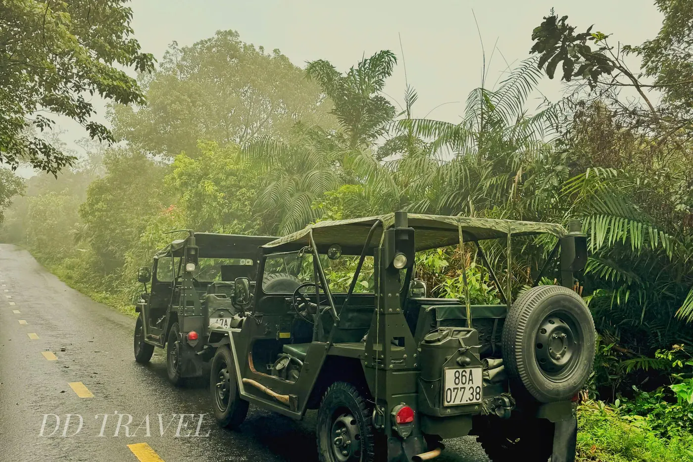 US Army Jeeps misty jungle road Son Tra Peninsula DDTravel