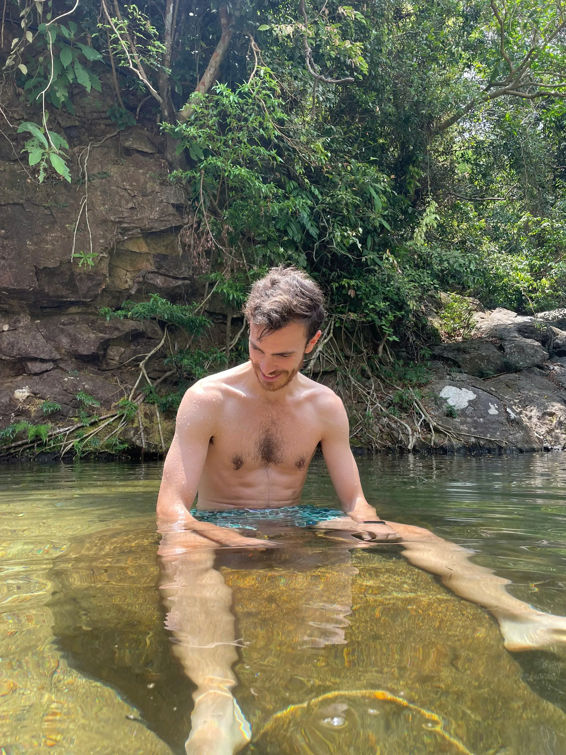 Waterfall natural pool swimming Hai Van Pass Vespa tour